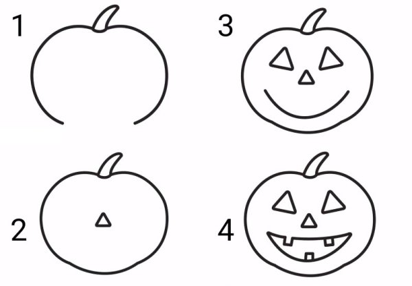 Поэтапное рисование тыквы на Хэллоуин