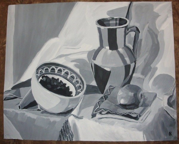 Ахроматический натюрморт гризайль