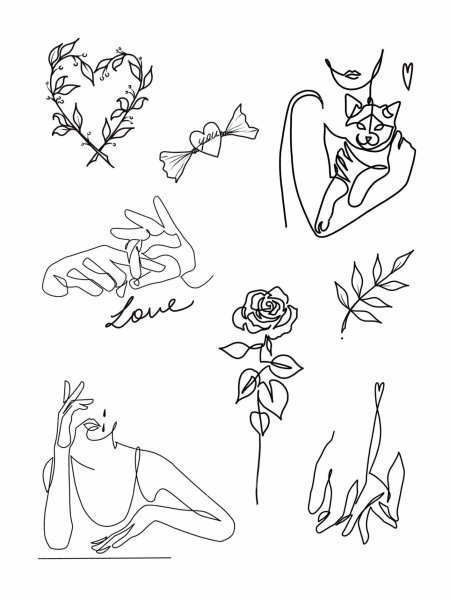 Контурные Татуировки эскизы для девушек