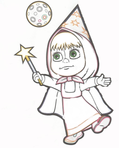 Маша и медведь карандашом