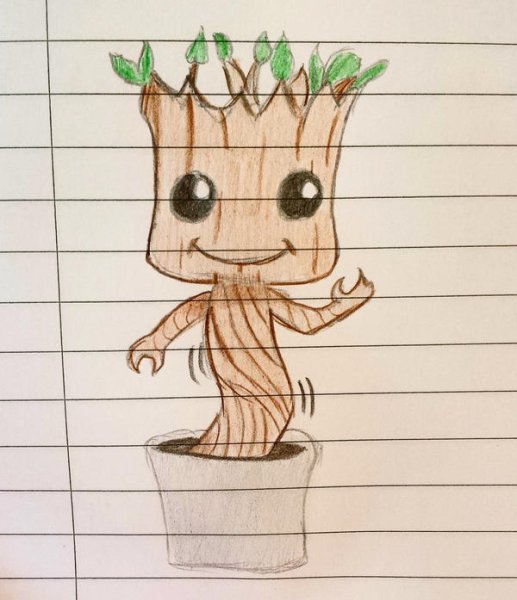 Грут из Марвел для срисовывания карандашом