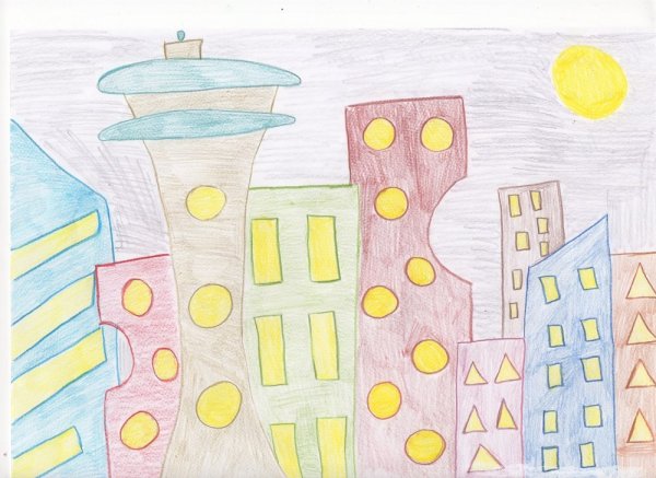 Город будущего рисунок