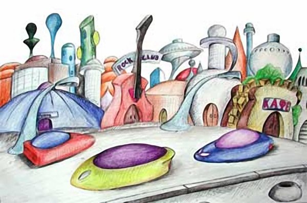 Город будущего рисунок