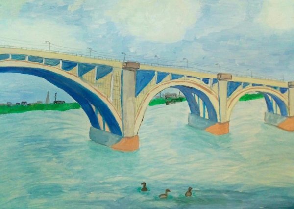 Коммунальный мост Красноярск рисунок