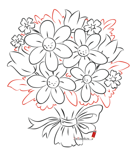 Ваза с цветами раскраска