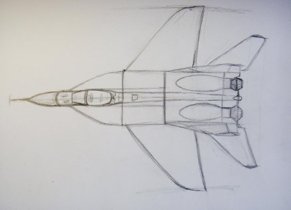 Истребитель рисунок карандашом