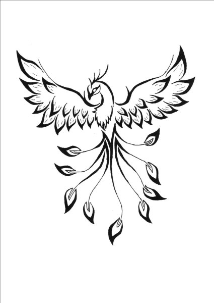 Птица Феникс для срисовки