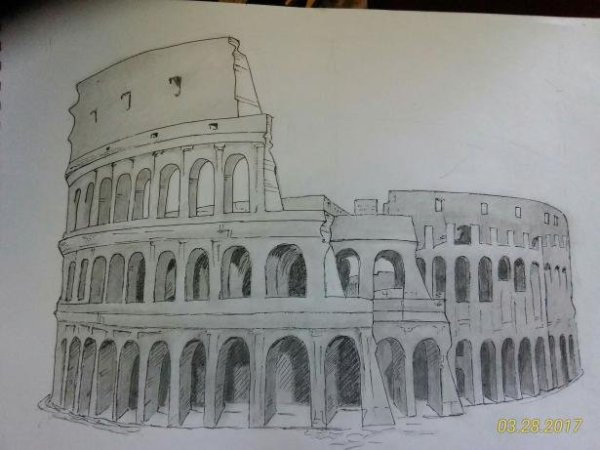 Колизей в Риме карандашом