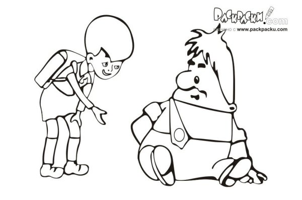 Малыш и Карлсон карандашом