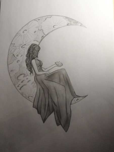 Луна для срисовки карандашом