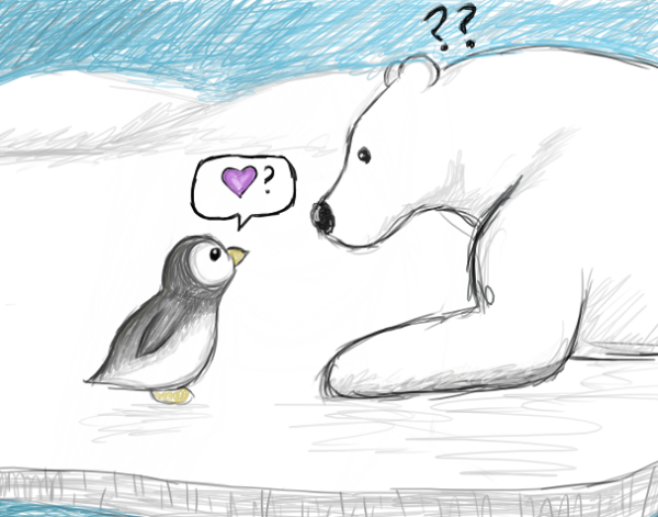 Пингвин карандашом для срисовки
