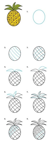 Ананас раскраска для детей