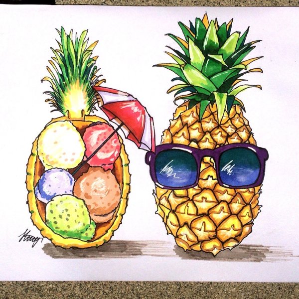 Ананас поэтапный рисунок