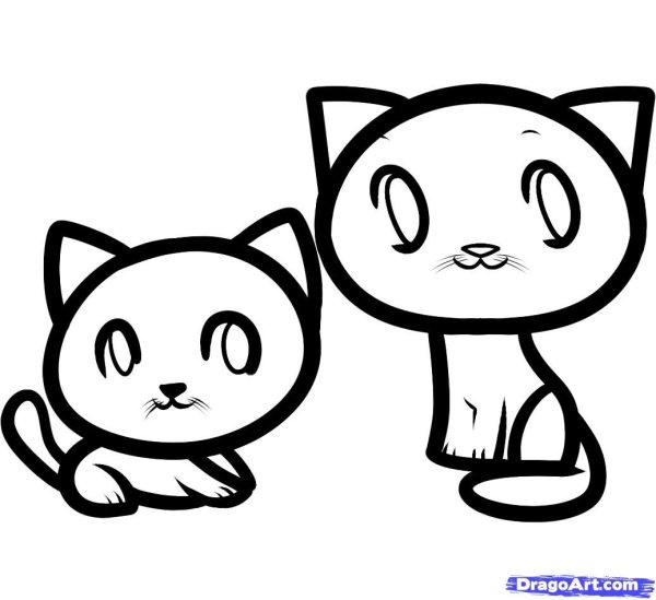 Красивые рисунки для срисовки карандашом котята мимимишные