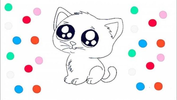 Котята для срисовки карандашом легкие