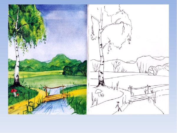 Рисунок на тему природа карандашом