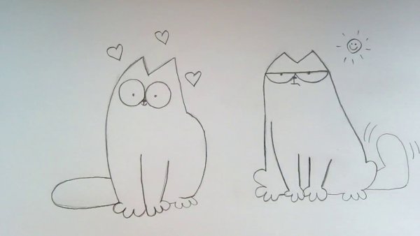 Рисунки карандашом котов лёгкие