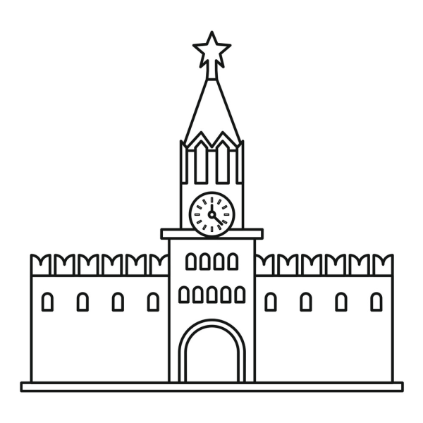 Спасская башня Московского Кремля рисунок карандашом