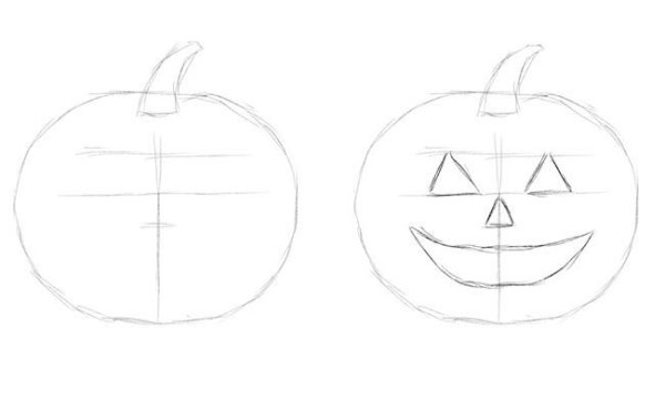 Тыква на Хэллоуин карандашом