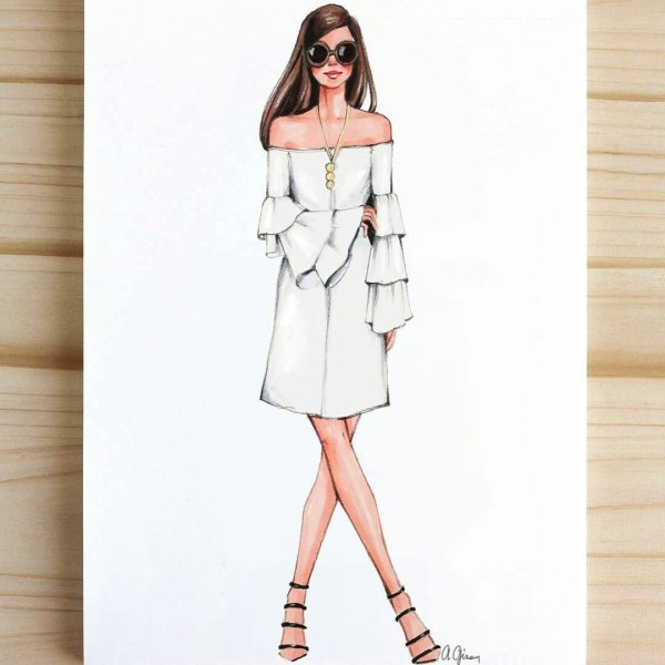 Эскизы модных платьев