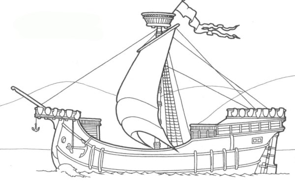 Корабль Петра 1 раскраска
