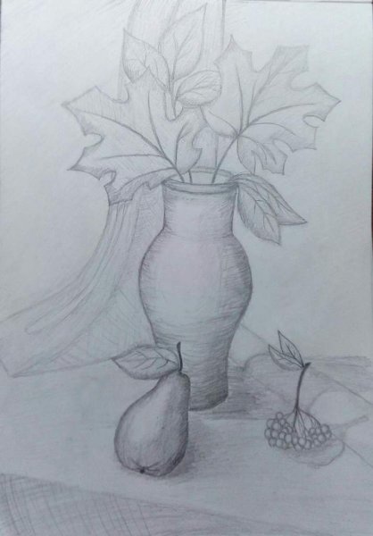 Осенний натюрморт карандашом