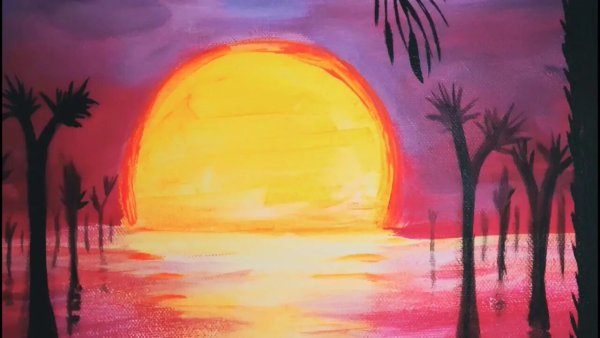 Рисование заката для детей