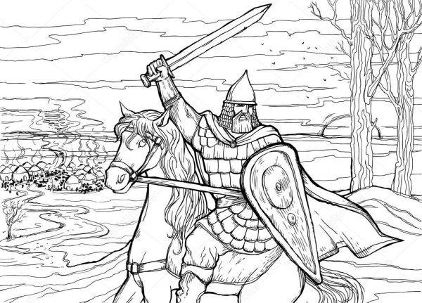 Древнерусский воин для разукрашивания