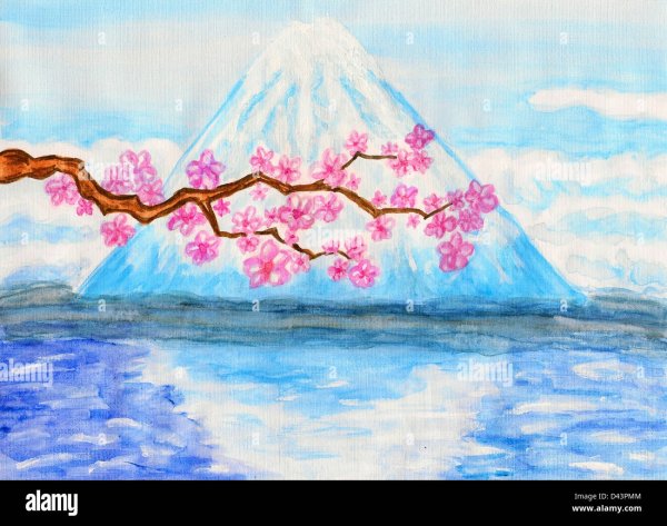 Пейзаж Японии карандашом