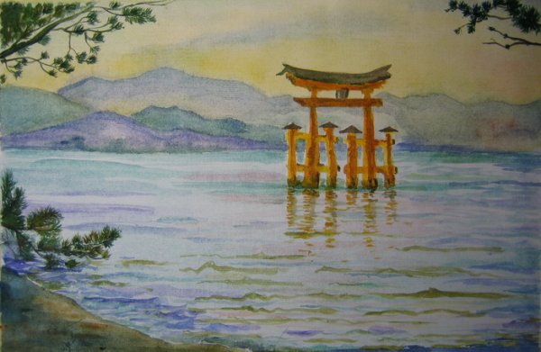 Рисунки древней Японии природа