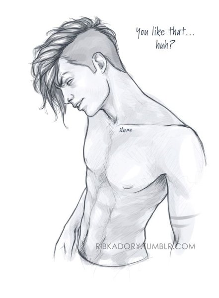 Мужской торс карандашом