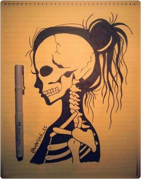 Череп рисунок карандашом