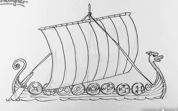 Нарисовать корабль викингов