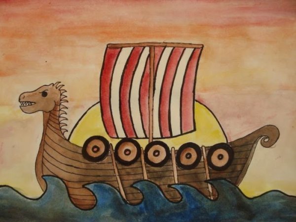 Нарисовать корабль викингов