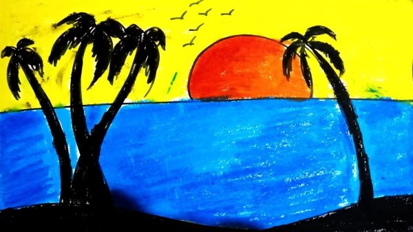 Рисунки моря детей 5 лет карандашом