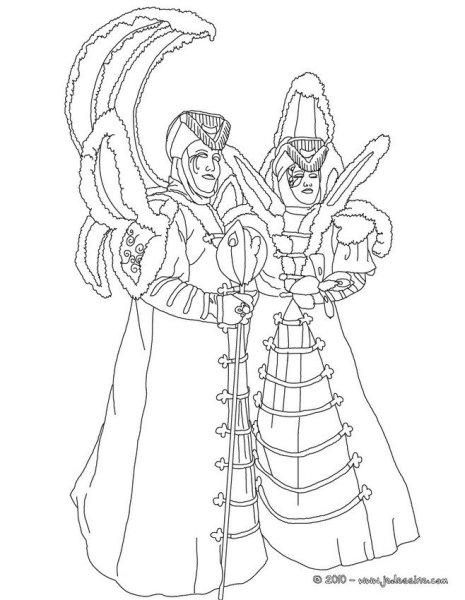 Карнавальный костюм и маска раскраска