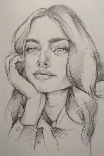 Девушка карандашом