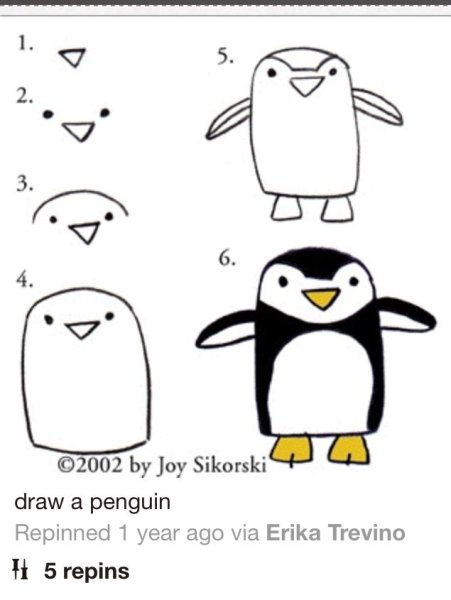 Пингвин пошаговое рисование