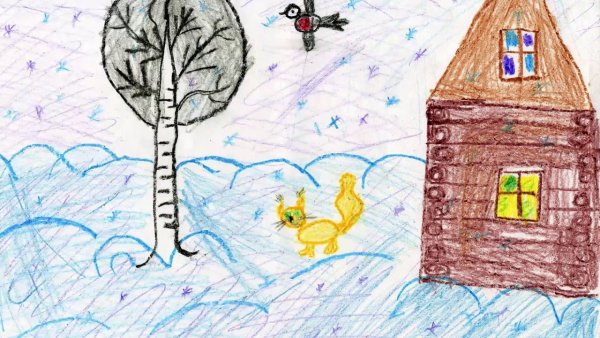 Зимнее утро рисунок