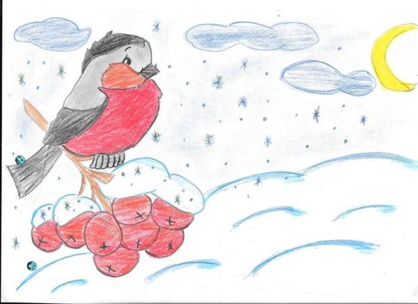 Рисунок на тему зимнее утро