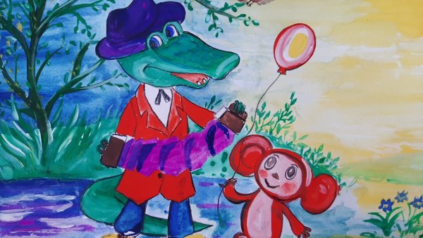 Рисовать крокодила Гену и Чебурашку