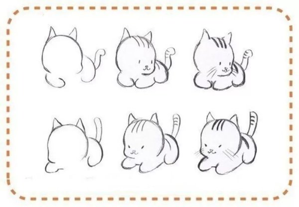 Поэтапное рисование кота для детей