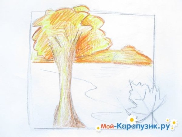 Рисунок Золотая осень простым карандашом