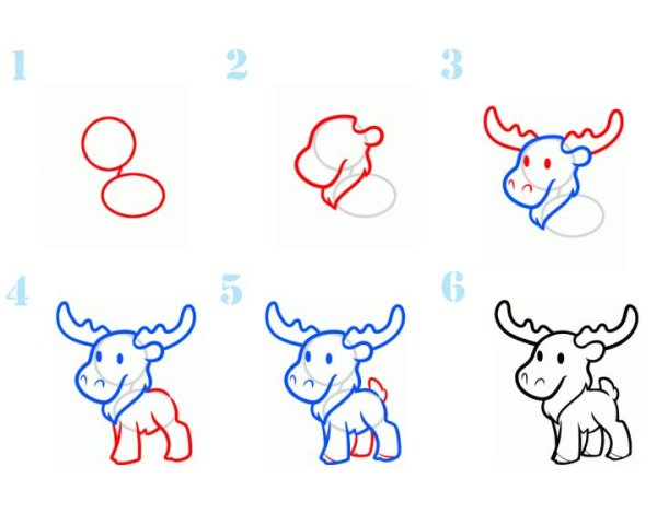 Нарисовать лося карандашом