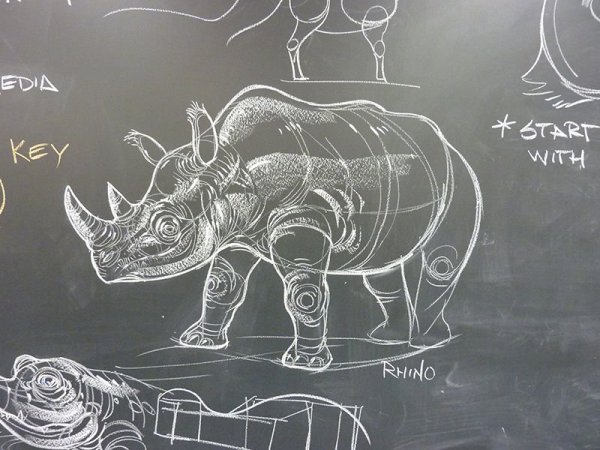 Животные мелом на доске