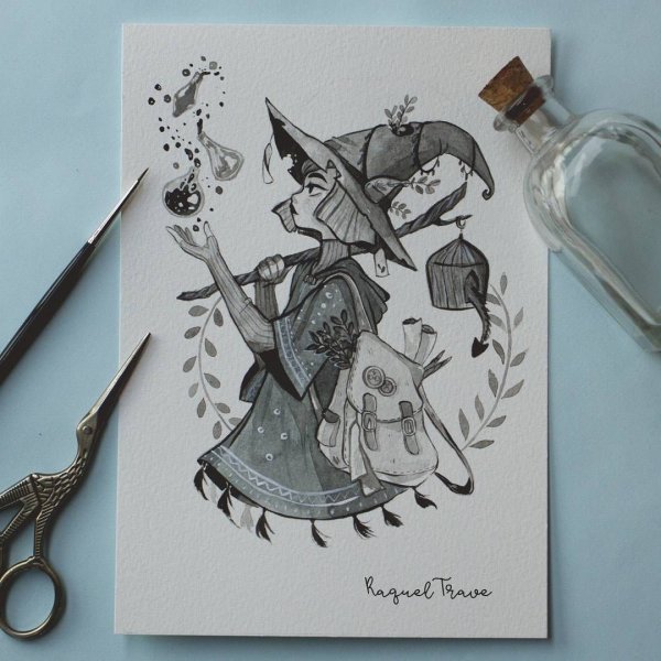 Иллюстрации в скетчбуке ведьмы