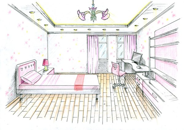 Эскиз комнаты подростка