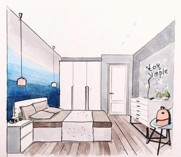 Набросок интерьера комнаты