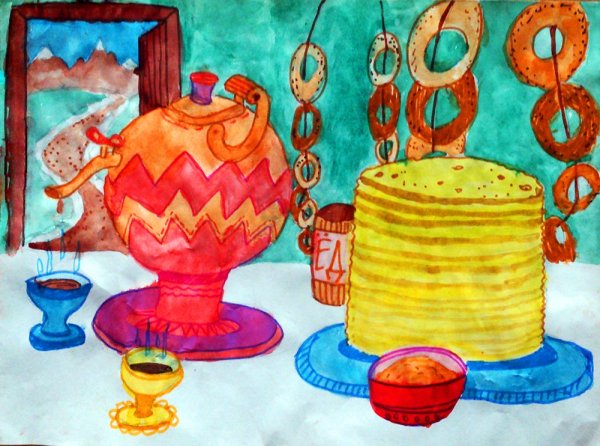 Масленица рисунок в школу