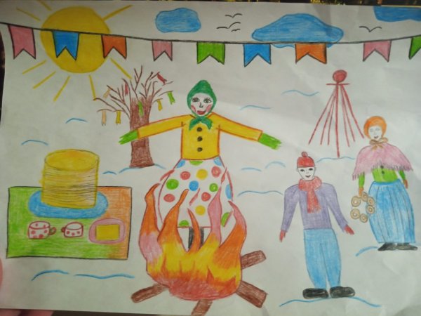 Масленица рисунок карандашом